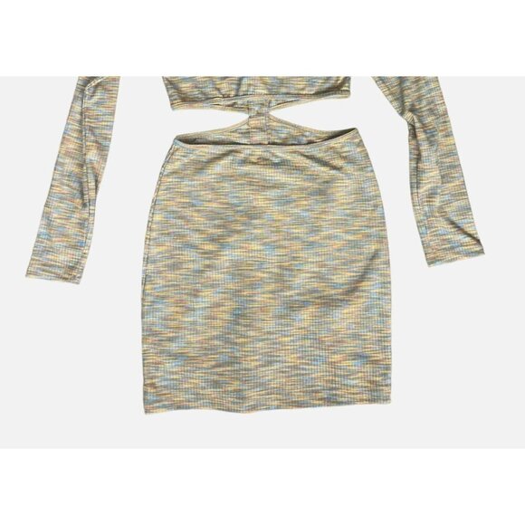 Mable Mini Dress Size S Keira Y2K Cut Out Ribbed Bodycon Long Sleeve Rave - Picture 10 of 12